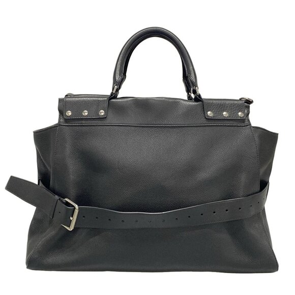 Auth BALENCIAGA waist large shopper bag 702082 Black Leather Handbag - Picture 1 of 16